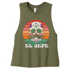 Mexican Dia De Los Muertos Day Of The Dead El Jefe Women's Racerback Cropped Tank