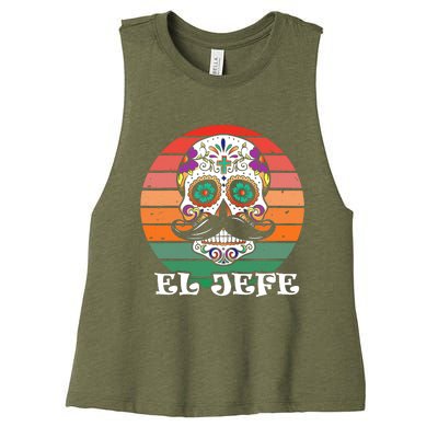 Mexican Dia De Los Muertos Day Of The Dead El Jefe Women's Racerback Cropped Tank