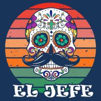 Mexican Dia De Los Muertos Day Of The Dead El Jefe 7 Panel Mesh Trucker Snapback Hat
