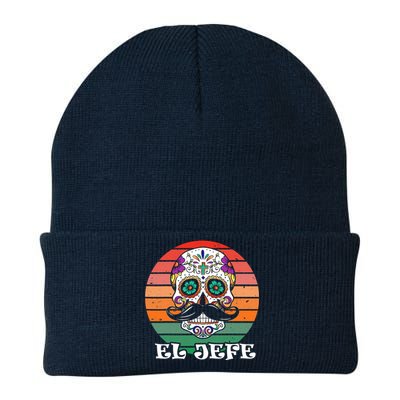 Mexican Dia De Los Muertos Day Of The Dead El Jefe Knit Cap Winter Beanie