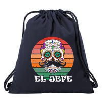 Mexican Dia De Los Muertos Day Of The Dead El Jefe Drawstring Bag