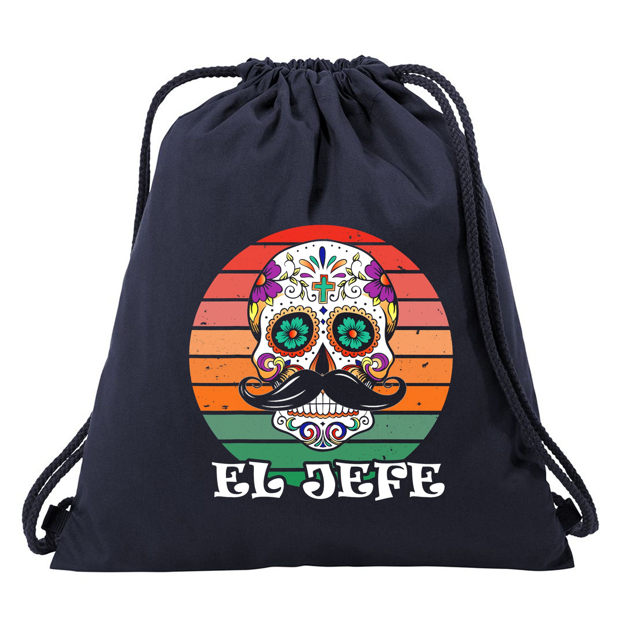 Mexican Dia De Los Muertos Day Of The Dead El Jefe Drawstring Bag