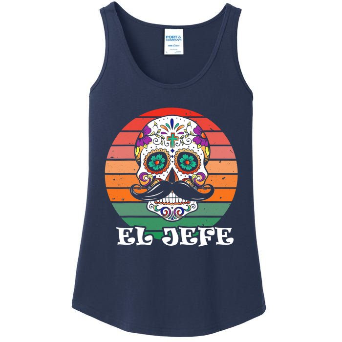 Mexican Dia De Los Muertos Day Of The Dead El Jefe Ladies Essential Tank