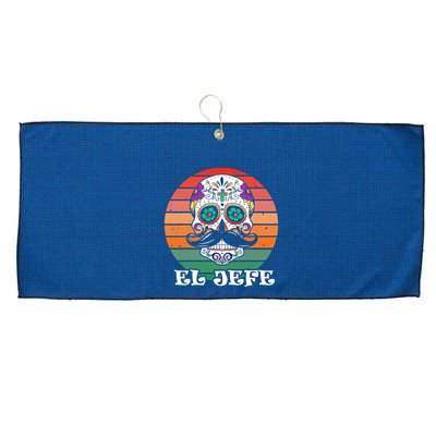 Mexican Dia De Los Muertos Day Of The Dead El Jefe Large Microfiber Waffle Golf Towel