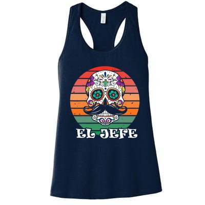 Mexican Dia De Los Muertos Day Of The Dead El Jefe Women's Racerback Tank