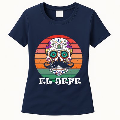 Mexican Dia De Los Muertos Day Of The Dead El Jefe Womens T-Shirt