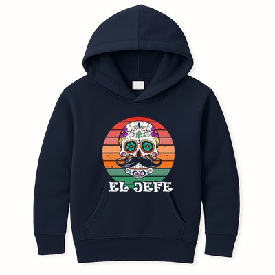 Mexican Dia De Los Muertos Day Of The Dead El Jefe Kids Hoodie