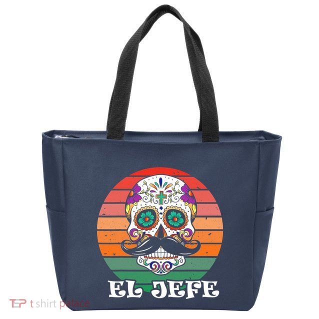 Mexican Dia De Los Muertos Day Of The Dead El Jefe Zip Tote Bag
