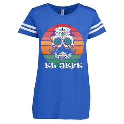 Mexican Dia De Los Muertos Day Of The Dead El Jefe Enza Ladies Jersey Football T-Shirt