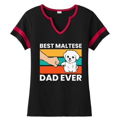 Maltese Dog Dad Best Maltese Dad Ever Ladies Halftime Notch Neck Tee