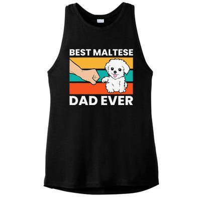 Maltese Dog Dad Best Maltese Dad Ever Ladies PosiCharge Tri-Blend Wicking Tank