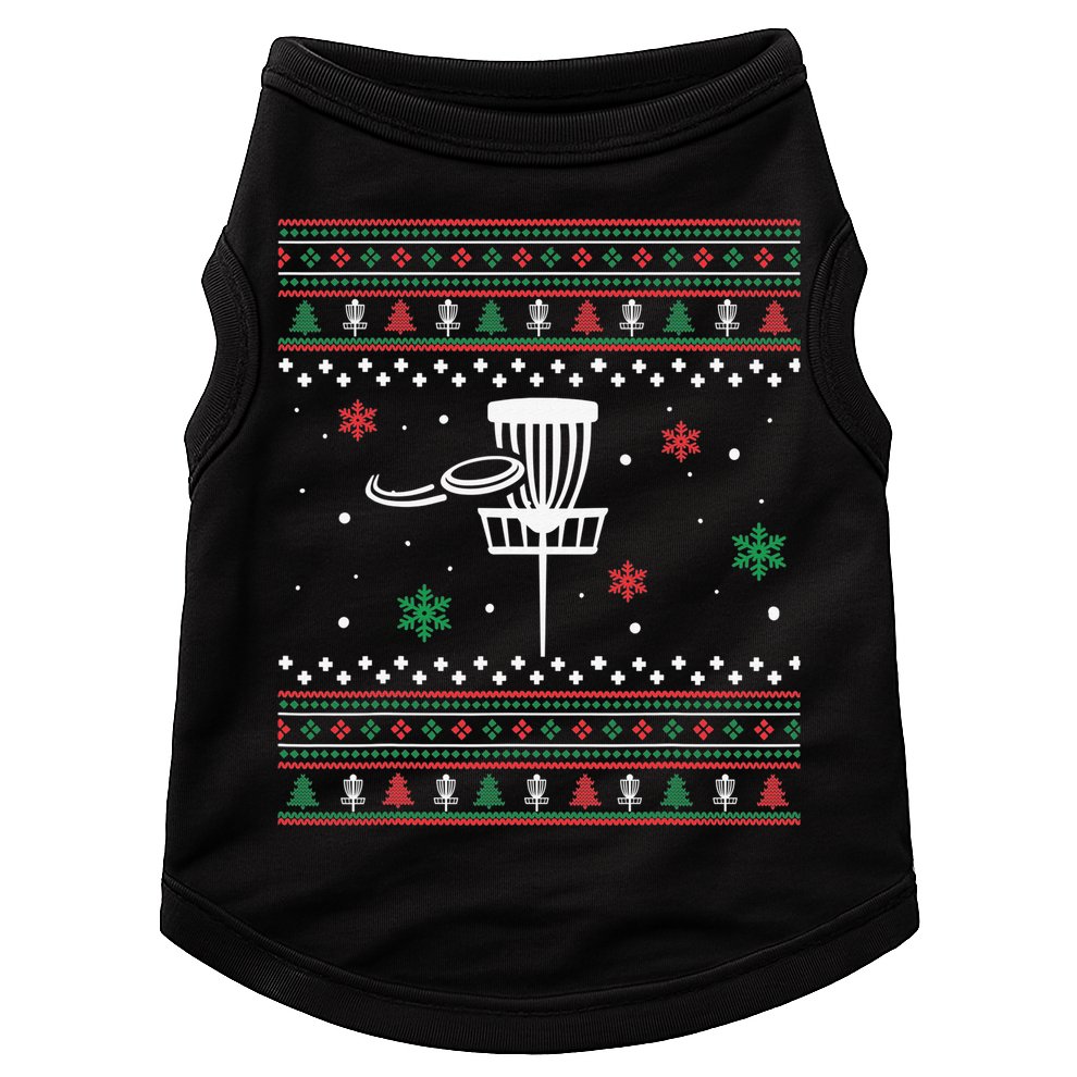 Merry Discmas Disc Golf Ugly Christmas Sweater Party Doggie Tank