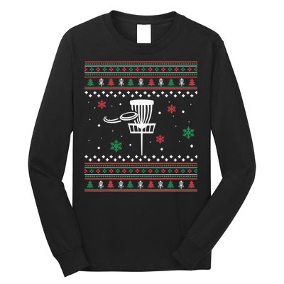 Merry Discmas Disc Golf Ugly Christmas Sweater Party Long Sleeve Shirt
