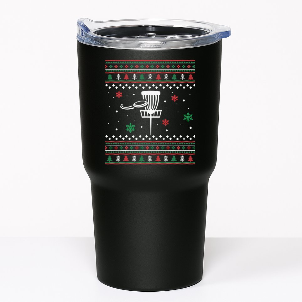 Merry Discmas Disc Golf Ugly Christmas Sweater Party Tumbler