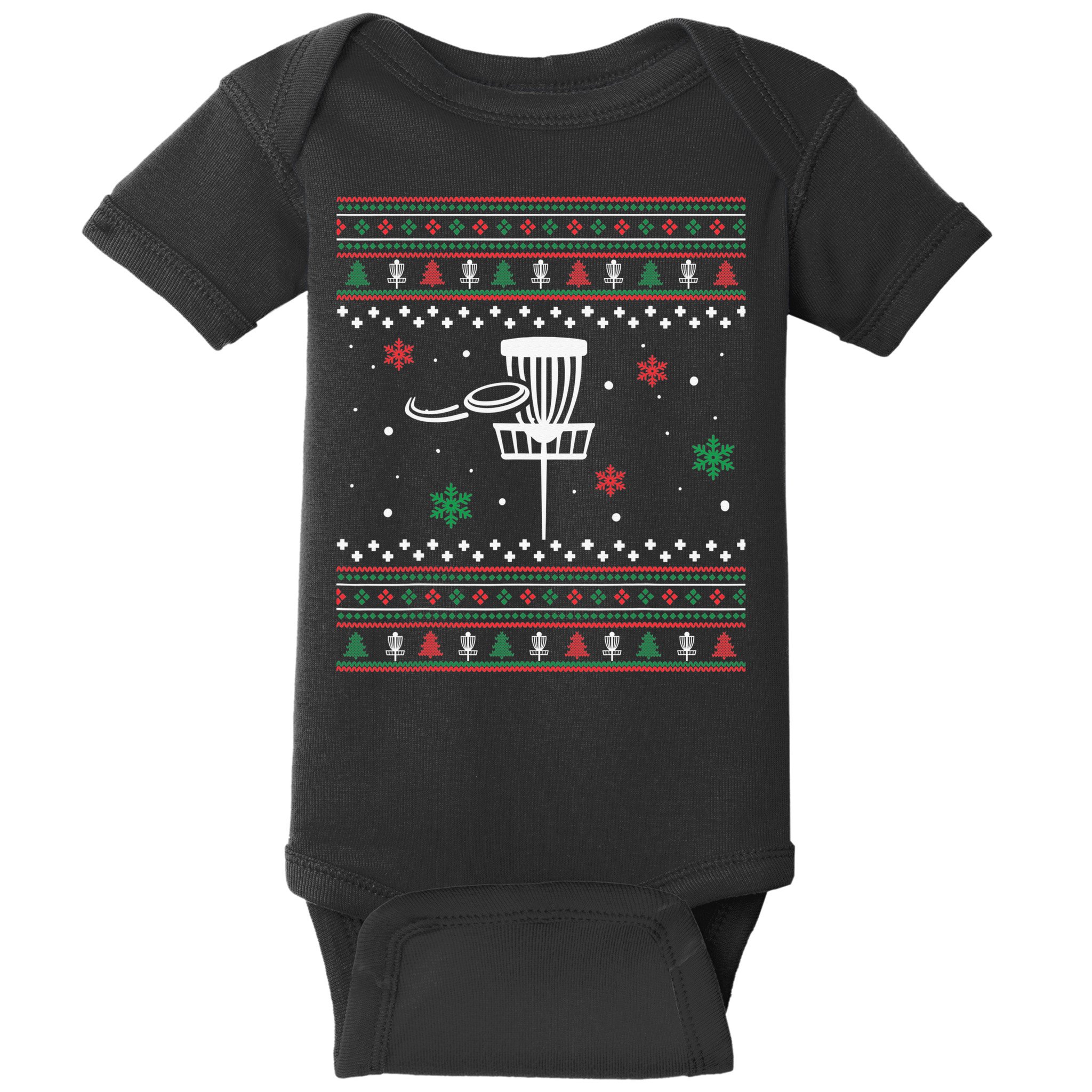 Merry Discmas Disc Golf Ugly Christmas Sweater Party Baby Bodysuit