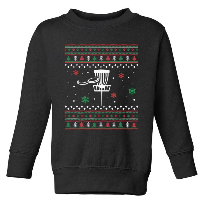 Merry Discmas Disc Golf Ugly Christmas Sweater Party Toddler Sweatshirt