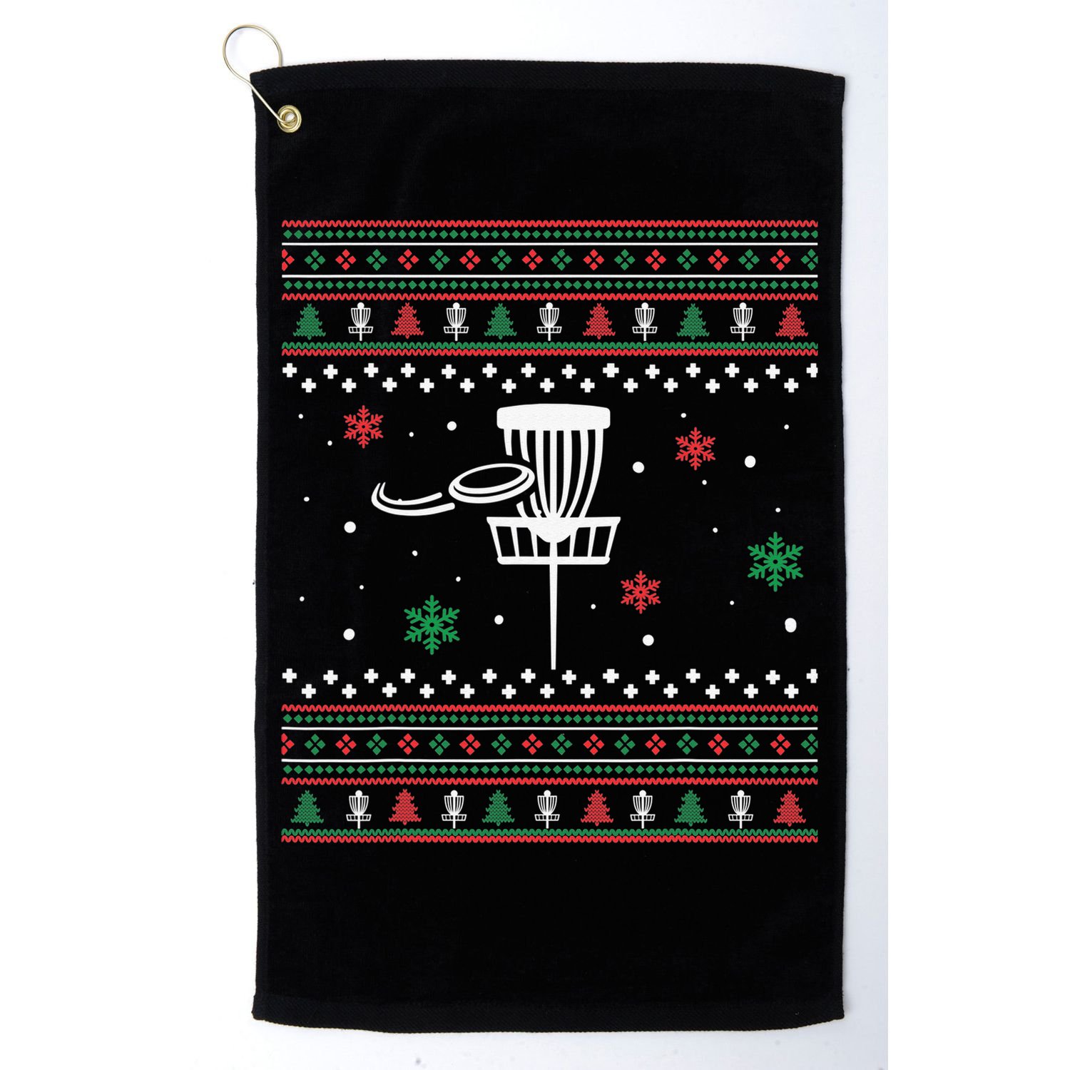 Merry Discmas Disc Golf Ugly Christmas Sweater Party Golf Towel