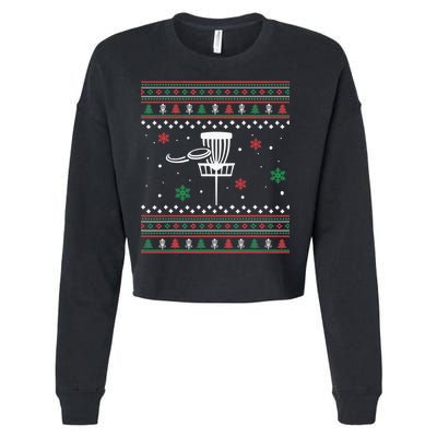 Merry Discmas Disc Golf Ugly Christmas Sweater Party Cropped Pullover Crew