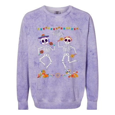 Mexican Dia De Los Muertos Day Of The Dead Skeleton Dancing Colorblast Crewneck Sweatshirt