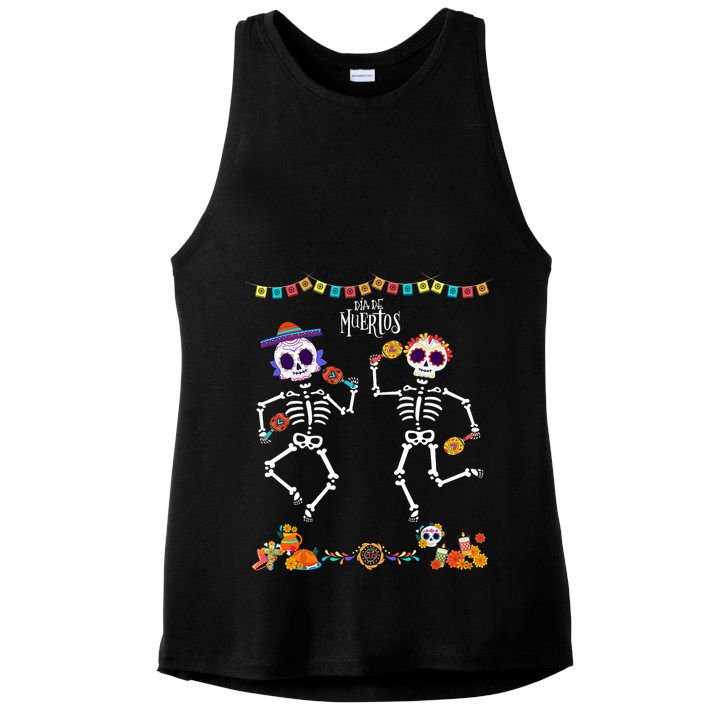Mexican Dia De Los Muertos Day Of The Dead Skeleton Dancing Ladies PosiCharge Tri-Blend Wicking Tank