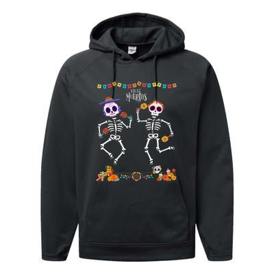 Mexican Dia De Los Muertos Day Of The Dead Skeleton Dancing Performance Fleece Hoodie