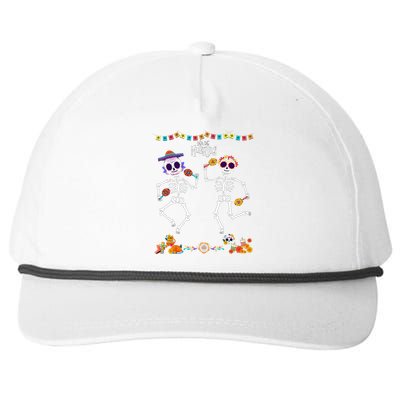 Mexican Dia De Los Muertos Day Of The Dead Skeleton Dancing Snapback Five-Panel Rope Hat