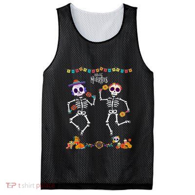 Mexican Dia De Los Muertos Day Of The Dead Skeleton Dancing Mesh Reversible Basketball Jersey Tank
