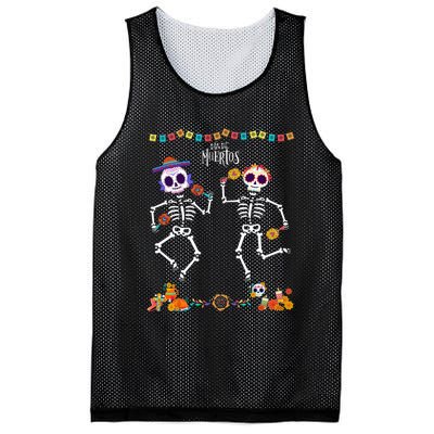 Mexican Dia De Los Muertos Day Of The Dead Skeleton Dancing Mesh Reversible Basketball Jersey Tank