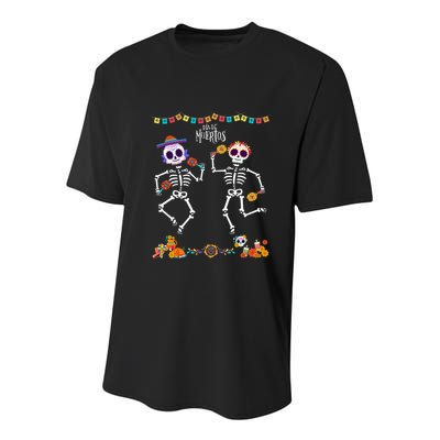 Mexican Dia De Los Muertos Day Of The Dead Skeleton Dancing Youth Performance Sprint T-Shirt
