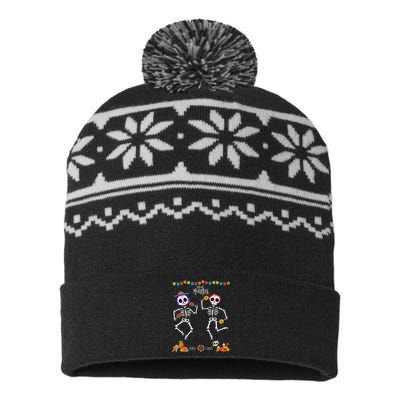 Mexican Dia De Los Muertos Day Of The Dead Skeleton Dancing USA-Made Snowflake Beanie