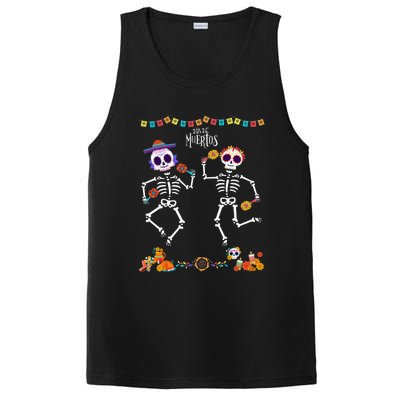 Mexican Dia De Los Muertos Day Of The Dead Skeleton Dancing PosiCharge Competitor Tank