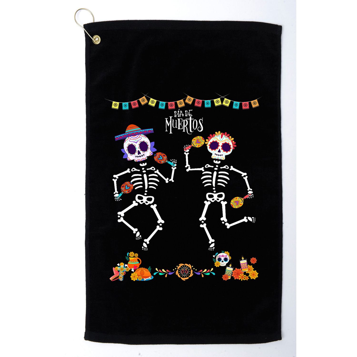 Mexican Dia De Los Muertos Day Of The Dead Skeleton Dancing Golf Towel