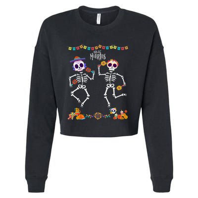 Mexican Dia De Los Muertos Day Of The Dead Skeleton Dancing Cropped Pullover Crew