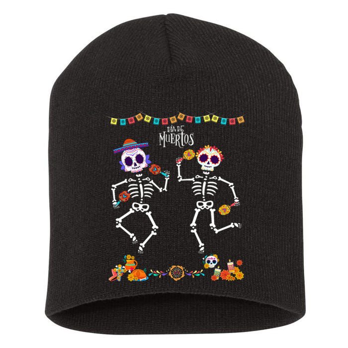 Mexican Dia De Los Muertos Day Of The Dead Skeleton Dancing Short Acrylic Beanie