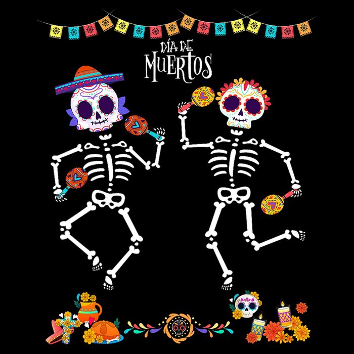 Mexican Dia De Los Muertos Day Of The Dead Skeleton Dancing Short Acrylic Beanie