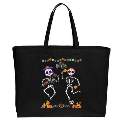 Mexican Dia De Los Muertos Day Of The Dead Skeleton Dancing Cotton Canvas Jumbo Tote