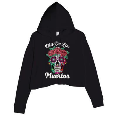 Mexican Dia De Los Muertos Day Of The Dead Crop Fleece Hoodie