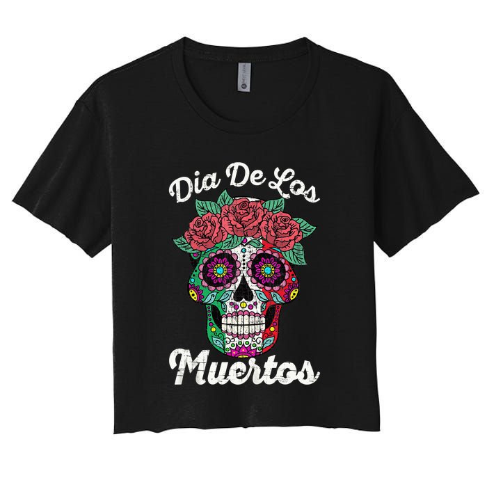 Mexican Dia De Los Muertos Day Of The Dead Women's Crop Top Tee