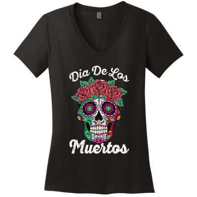 Mexican Dia De Los Muertos Day Of The Dead Women's V-Neck T-Shirt