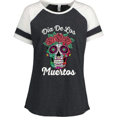 Mexican Dia De Los Muertos Day Of The Dead Enza Ladies Jersey Colorblock Tee