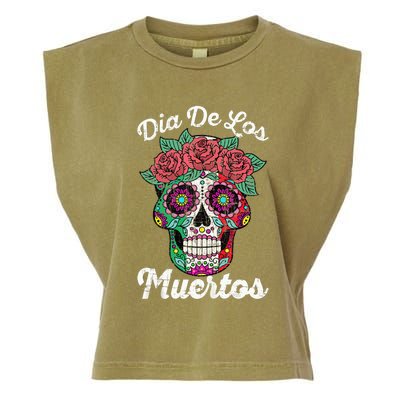 Mexican Dia De Los Muertos Day Of The Dead Garment-Dyed Women's Muscle Tee