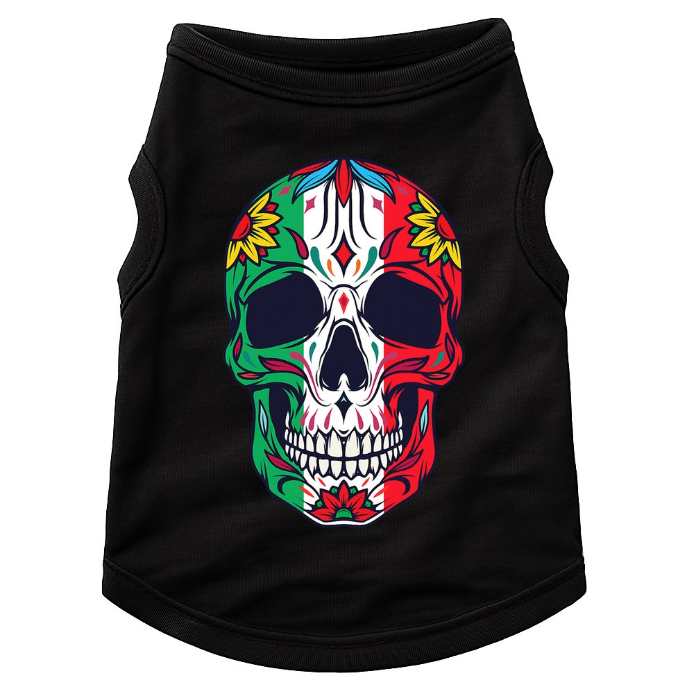 Mexican Dia De Los Muertos Day Of The Dead Sugar Skull Doggie Tank