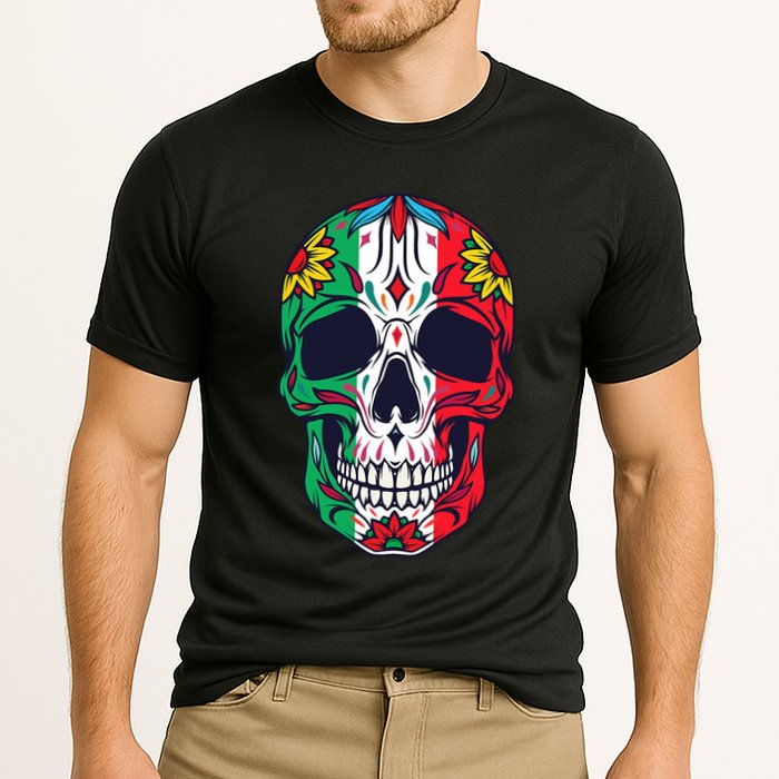 Mexican Dia De Los Muertos Day Of The Dead Sugar Skull Cooling Performance Crew T-Shirt