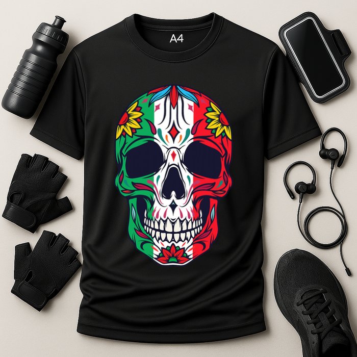 Mexican Dia De Los Muertos Day Of The Dead Sugar Skull Cooling Performance Crew T-Shirt