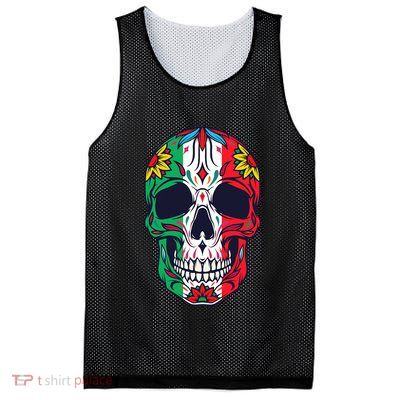 Mexican Dia De Los Muertos Day Of The Dead Sugar Skull Mesh Reversible Basketball Jersey Tank
