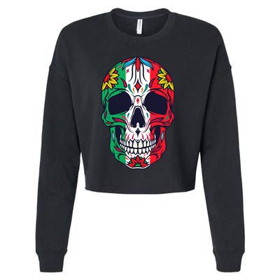 Mexican Dia De Los Muertos Day Of The Dead Sugar Skull Cropped Pullover Crew