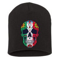 Mexican Dia De Los Muertos Day Of The Dead Sugar Skull Short Acrylic Beanie