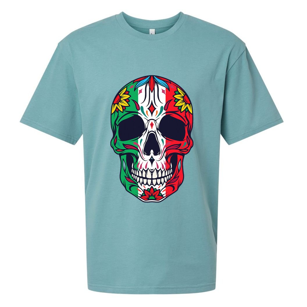 Mexican Dia De Los Muertos Day Of The Dead Sugar Skull Sueded Cloud Jersey T-Shirt