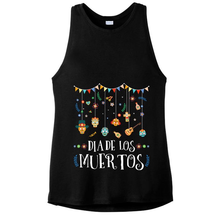 Mexican Dia De Los Muertos Day Of The Dead Vintage Design Ladies PosiCharge Tri-Blend Wicking Tank