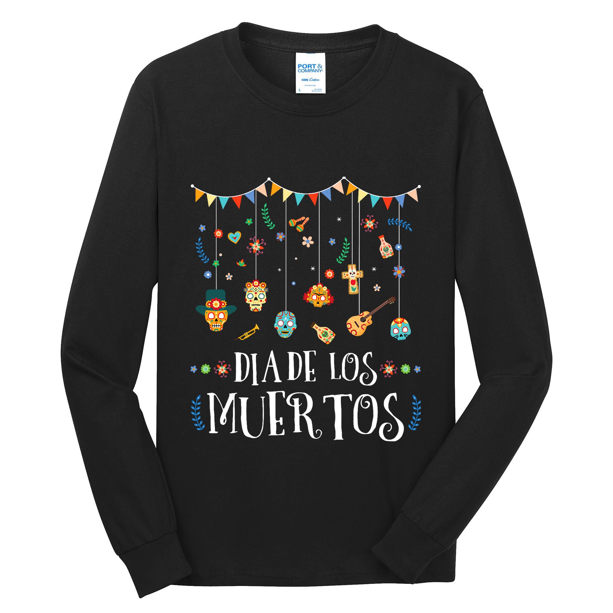 Mexican Dia De Los Muertos Day Of The Dead Vintage Design Tall Long Sleeve T-Shirt